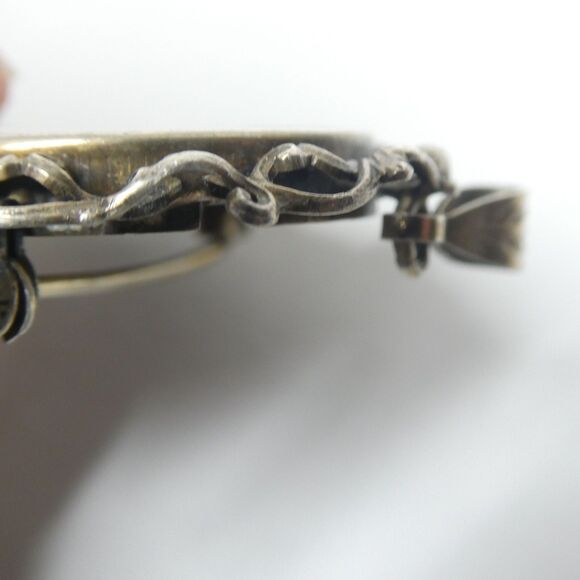 Antique Miniature Portrait Pendant 800 Silver Frame 1.5" - Picture 11 of 13